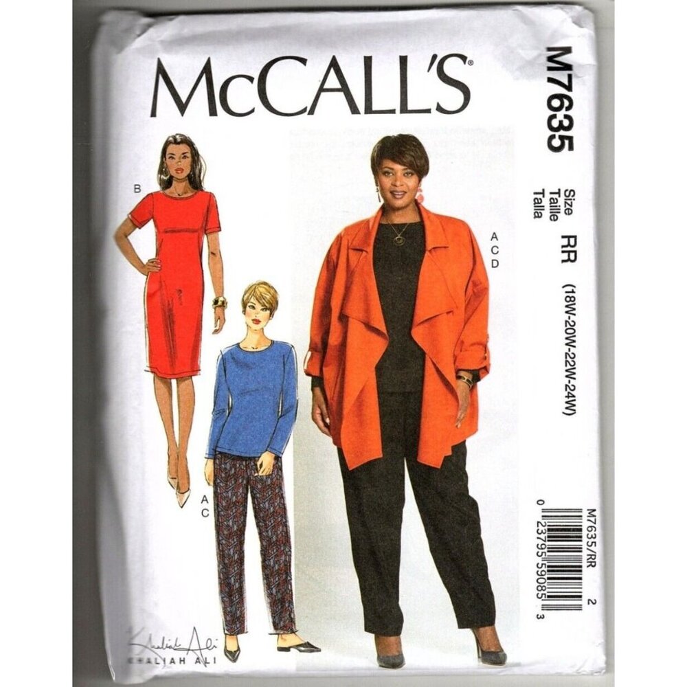 McCall's M7635 Womens 18W to 24W Jacket, Top, Dress and Pants Sewing Pattern